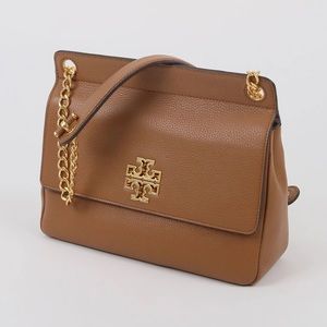 Tory Burch Britten Flap Brown Shoulder Bag